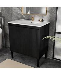 Sillysis 30"Bathroom Vanity with Sink, Soft-Closing Drawers and Large Storage for Modern Bathrooms, Floor Standing or Wall Mounted