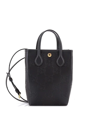 Pre-Owned Gucci Mini Vertical Tote Gg Embossed Leather