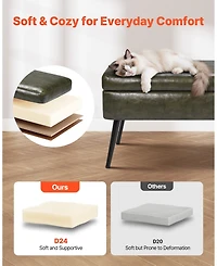 Gouun Pu Leather Storage Ottoman Bench with Soft Close Hinges and Metal Legs