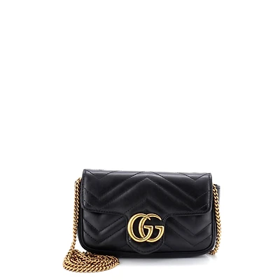 Pre-Owned Gucci Super Mini Gg Marmont Flap Bag Matelasse Leather