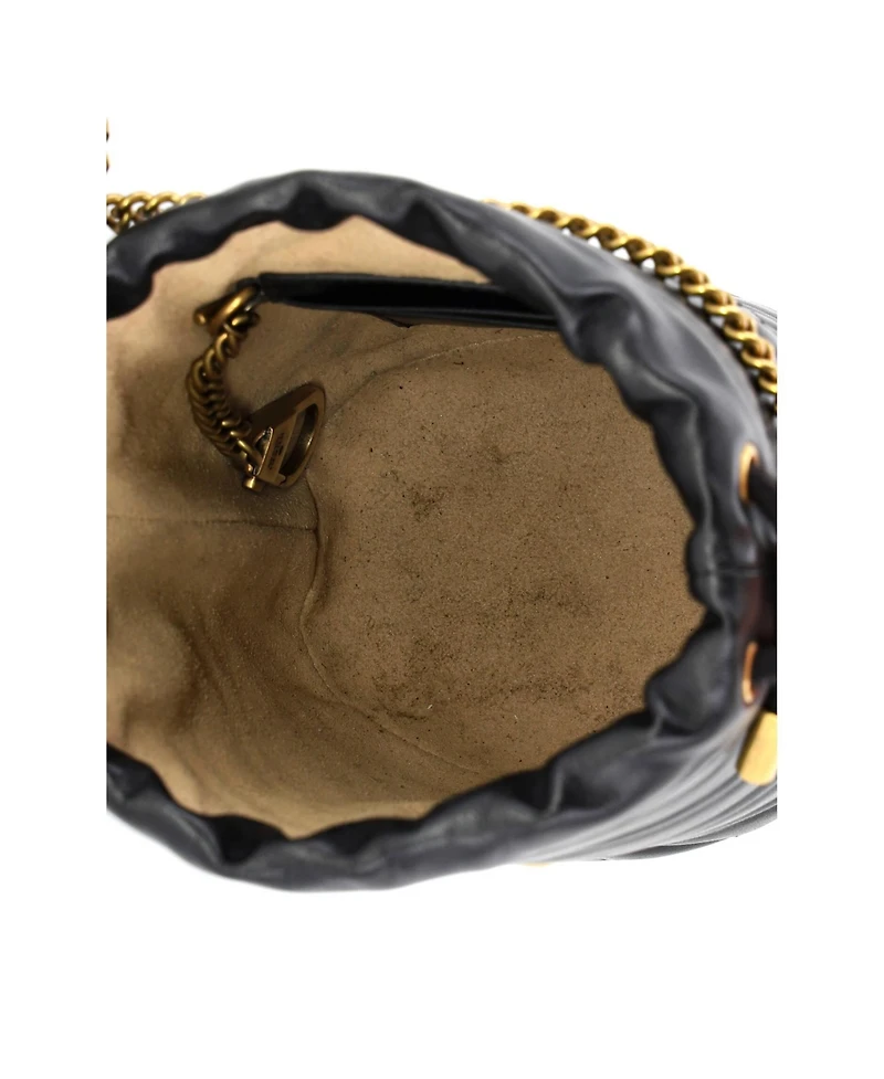 Pre-Owned Gucci Mini Gg Marmont Bucket Bag Matelasse Leather