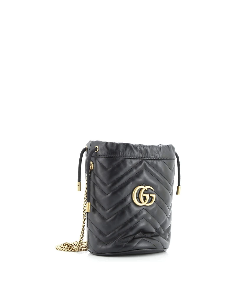 Pre-Owned Gucci Mini Gg Marmont Bucket Bag Matelasse Leather