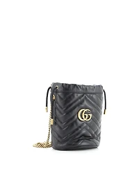 Pre-Owned Gucci Mini Gg Marmont Bucket Bag Matelasse Leather