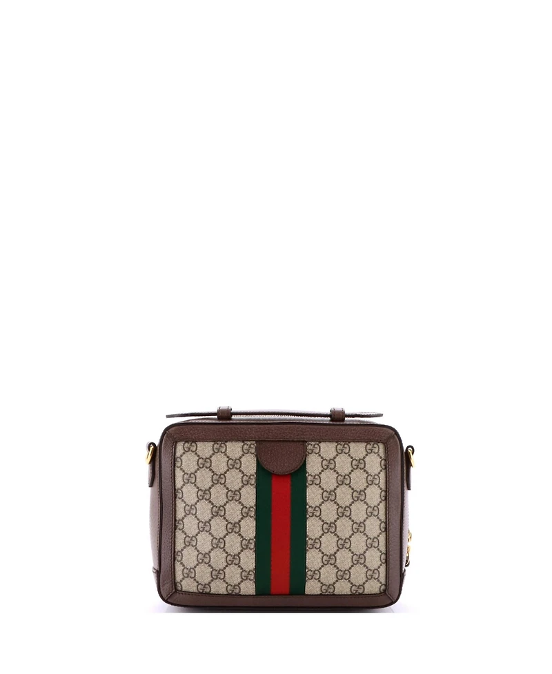 Pre-Owned Gucci Small Ophidia Zip Around Camera Bag Gg Coated Canvas