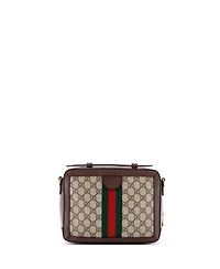 Pre-Owned Gucci Small Ophidia Zip Around Camera Bag Gg Coated Canvas