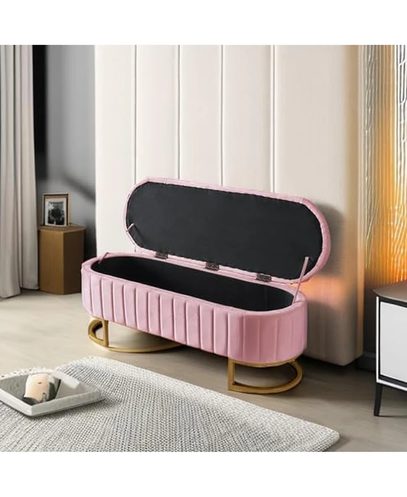 Rainsken Velvet Upholstered Storage Ottoman