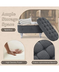 Rainsken Ottoman with Storage Upholstered Foot Stools, Window Bench with Fringe, Bed End Bench for Bedroom