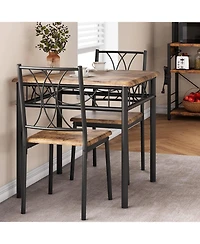 gaomon Dining Table Set for 2, Kitchen Table and Chairs for 2, Square Dining Room Table Set with 2 Metal and Wood Chairs, Kitchen Table Set