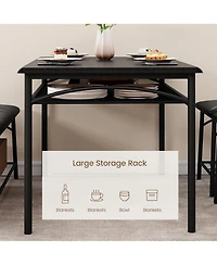 gaomon Dining Room Table Set for 4, Metal Frame Kitchen Table Set with Upholstered Bench and 2 Square Stools, 4 Piece Dinette Set with Storage Shelves