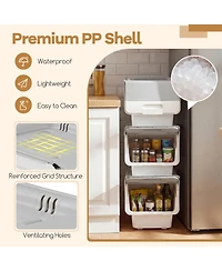 Sugift 3 Pieces Storage Bins on Wheels Stackable Plastic Boxes with Stay-Open Lid.