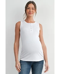 Hello Miz Maternity Ribbed Henley Tank Top Fitted Nursing Friendly