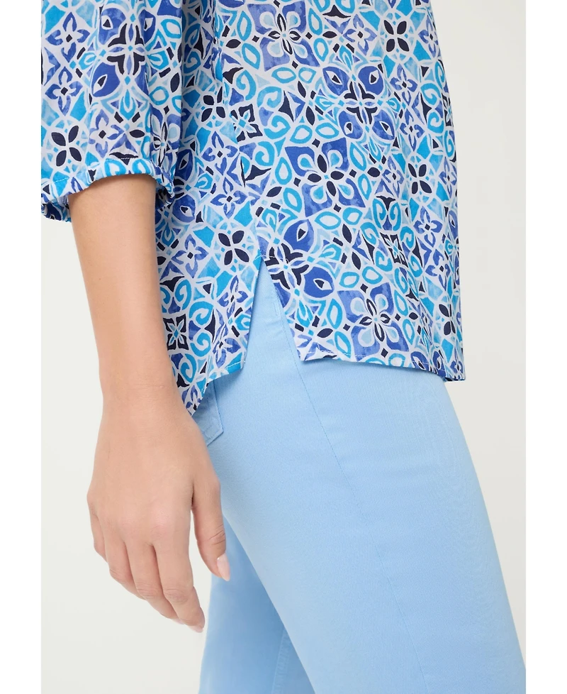 Olsen Women's Panneaux Tile Print Tunic Shirt