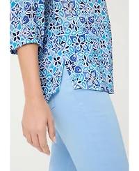 Olsen Women's Panneaux Tile Print Tunic Shirt