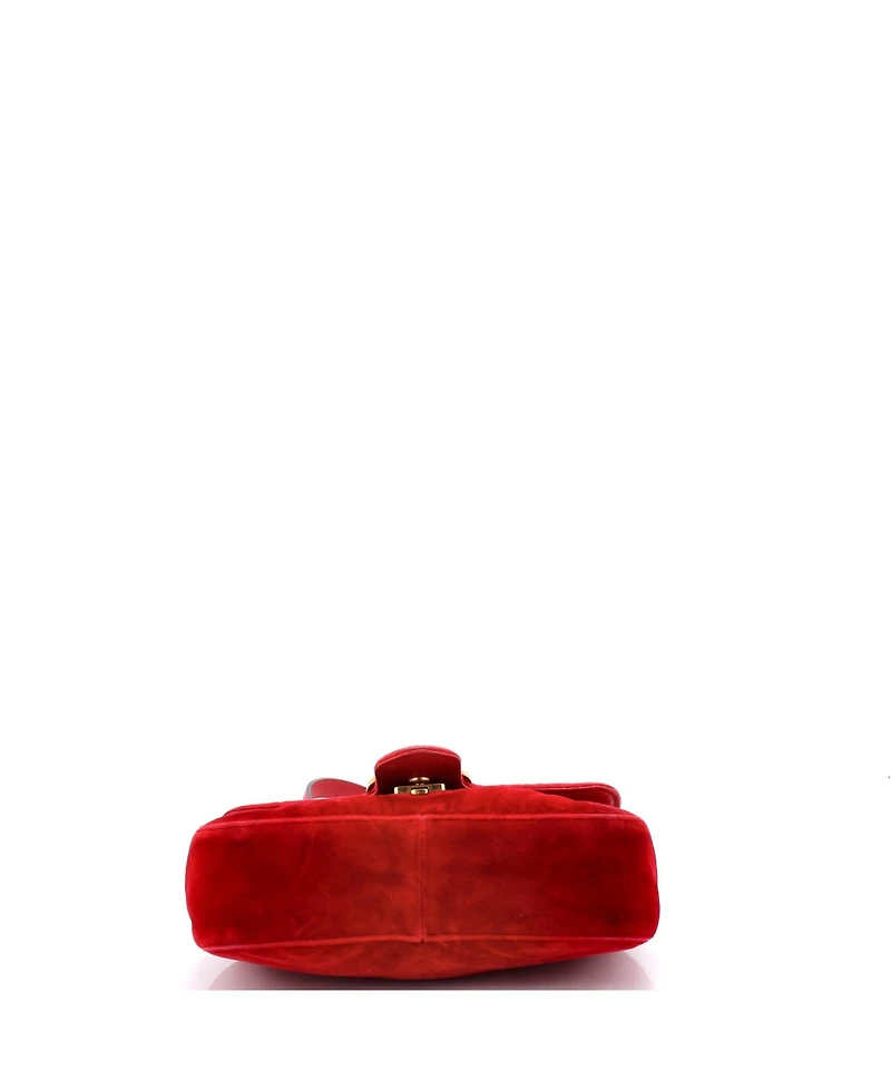 Pre-Owned Gucci Small Gg Marmont Flap Bag Matelasse Velvet