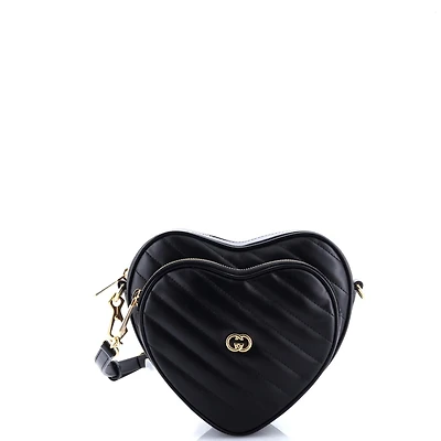 Pre-Owned Gucci Mini Interlocking G Heart Shoulder Bag Diagonal Quilted Leather