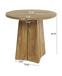 Tribesigns 31.50" Round Dining Table for 2 People, Farmhouse Dining Room Table for Living Room, Circle Kitchen Table