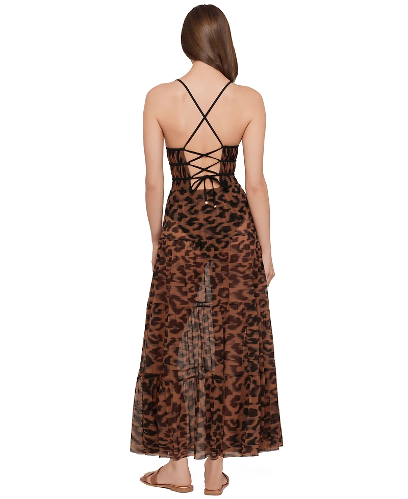 Steve Madden Women's Mesh Tiered Maxi Swim Cover-Up Skirt