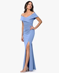 Xscape Women's Off-The-Shoulder Side-Slit Gown