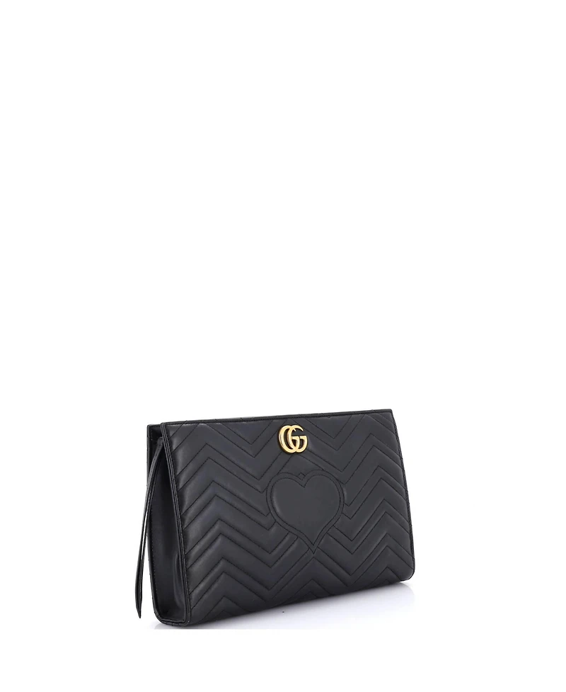 Pre-Owned Gucci Gg Marmont Clutch Matelasse Leather