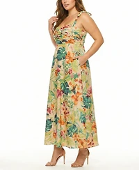 Taylor Plus Sleeveless Square Neck Midi Dress