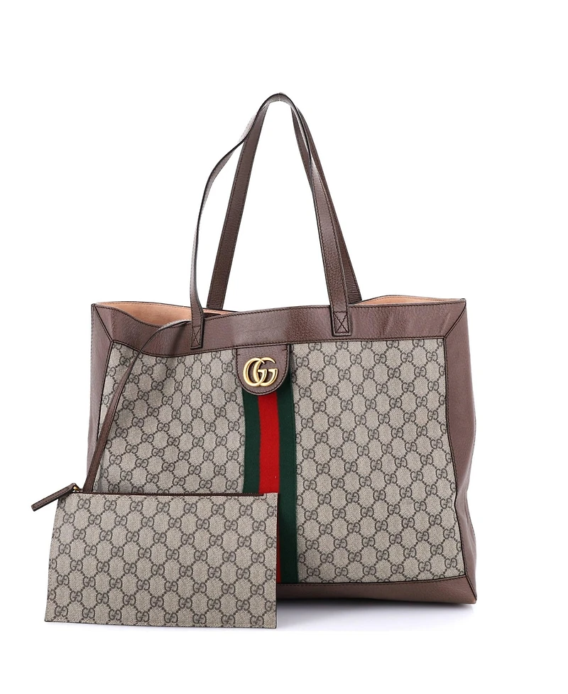 Pre-Owned Gucci East West Disney Three Little Pigs Ophidia Soft Open Tote Gg Coated Canvas