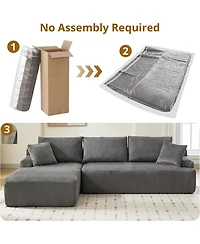 gaomon 106" Modular Sectional Sofa, Corduroy Cloud Couch with L-Shaped Chaise, No Assembly