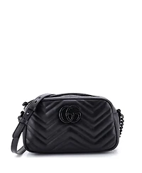Pre-Owned Gucci Small Gg Marmont Monochrome Shoulder Bag Matelasse Leather