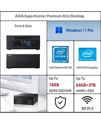 Asus ExpertCenter Mini Desktop Intel Celeron 12GB Ram Intel Uhd Graphics 64GB eMMC + 512GB Ssd Storage Windows 11 Pro