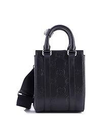 Pre-Owned Gucci Mini Vertical Tote Gg Embossed Perforated Leather