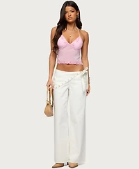 Edikted Women's Allise Backless Sequin Halter Top