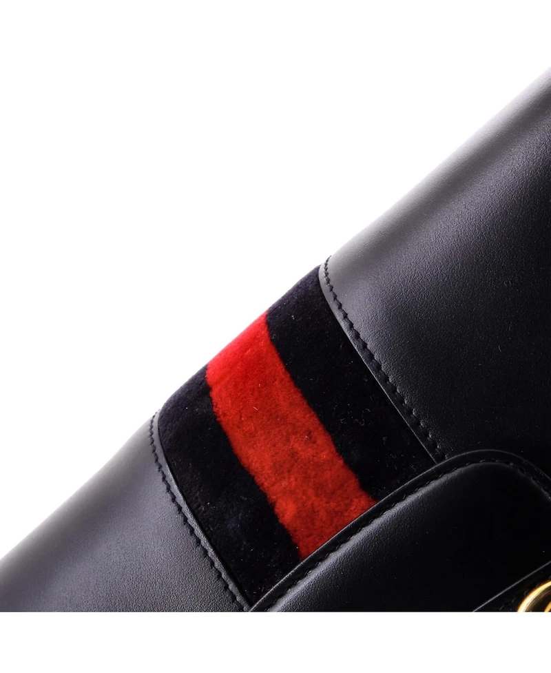 Pre-Owned Gucci Small Horsebit 1955 Shoulder Bag Leather with Web Velvet Detail