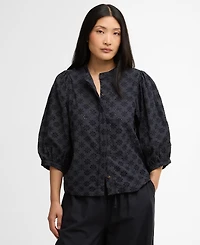 Barbour Women's Layla Broderie Anglaise Concealed Placket Top