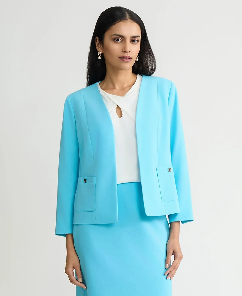 Kasper Women's Patch Pocket Open-Front Jacket