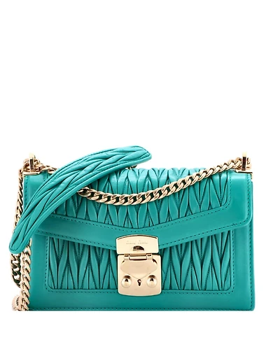 Pre-Owned Miu Miu Medium Flap Lock Shoulder Bag Matelasse Leather