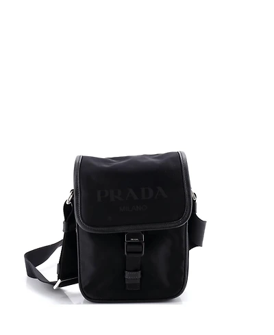 Pre-Owned Prada Logo Buckle Messenger Bag Nylon