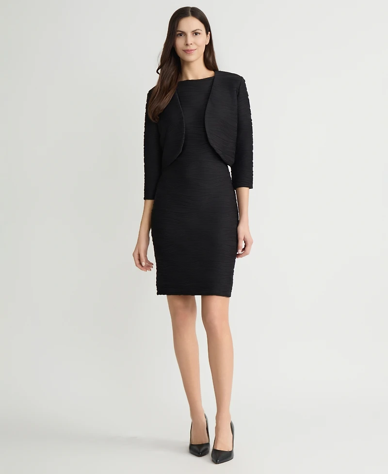 Kasper Women's Wave Knit 3/4-Sleeve Shrug, Regular & Petite