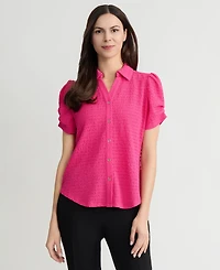 Kasper Women's Textured Collared Button-Front Blouse, Regular & Petite