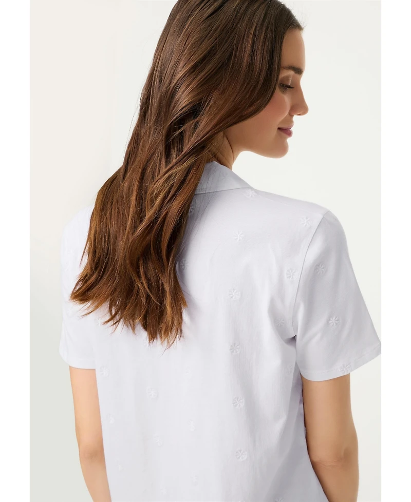 Olsen Women's Embroidered Polo Henley T-Shirt