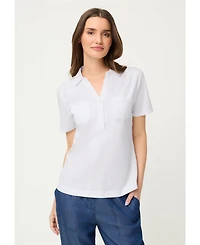 Olsen Women's Embroidered Polo Henley T-Shirt