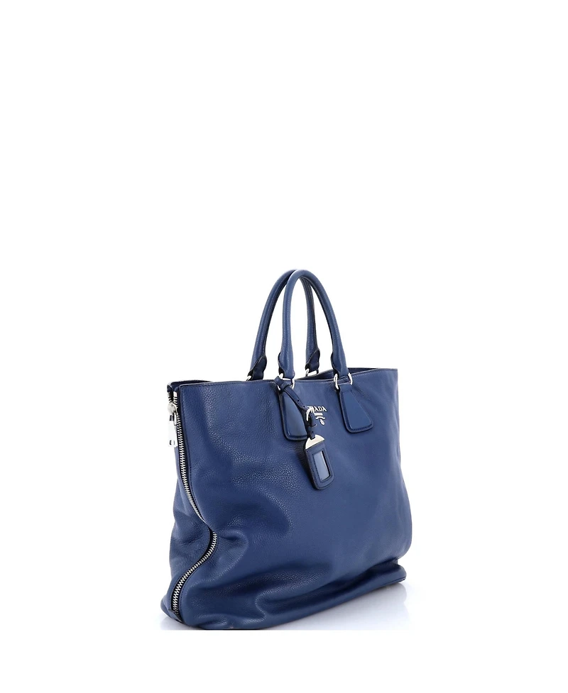 Pre-Owned Prada Medium Side Zip Convertible Tote Vitello Daino