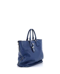 Pre-Owned Prada Medium Side Zip Convertible Tote Vitello Daino