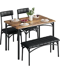 gaomon Dining Table Set for 4, Kitchen Table with Upholstered Bench and 2 Chairs, Kitchen Table and Chairs Set, for Small Space, Apartment