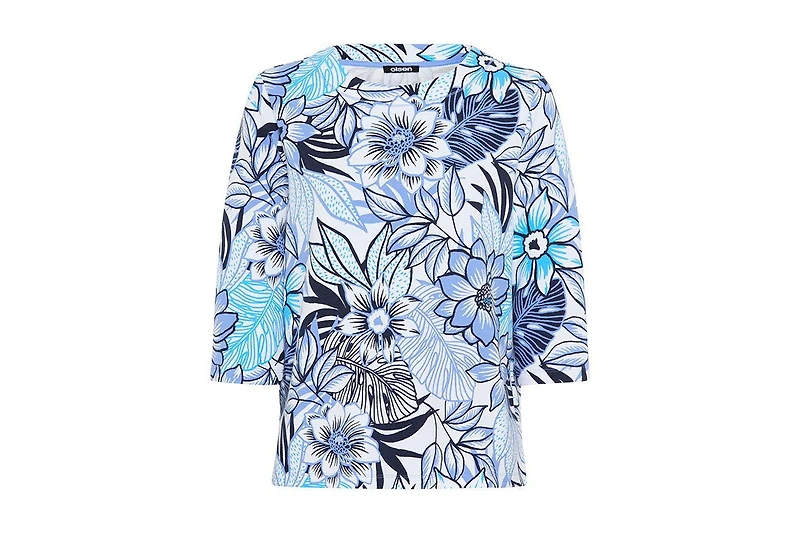 Olsen Women's Floral Rib Knit Jersey Top