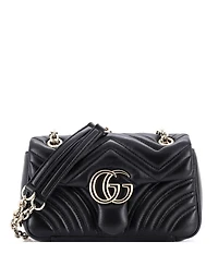 Pre-Owned Gucci Small Gg Marmont Nm Flap Bag Matelasse Leather