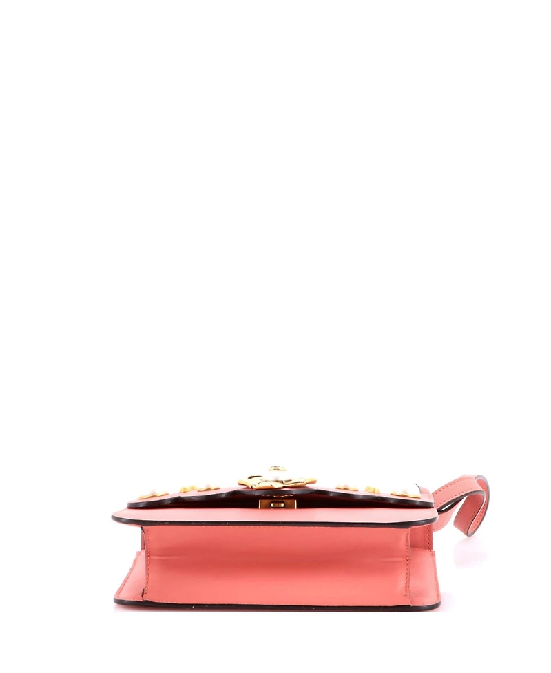Pre-Owned Gucci Small Pearly Peony Shoulder Bag Leather