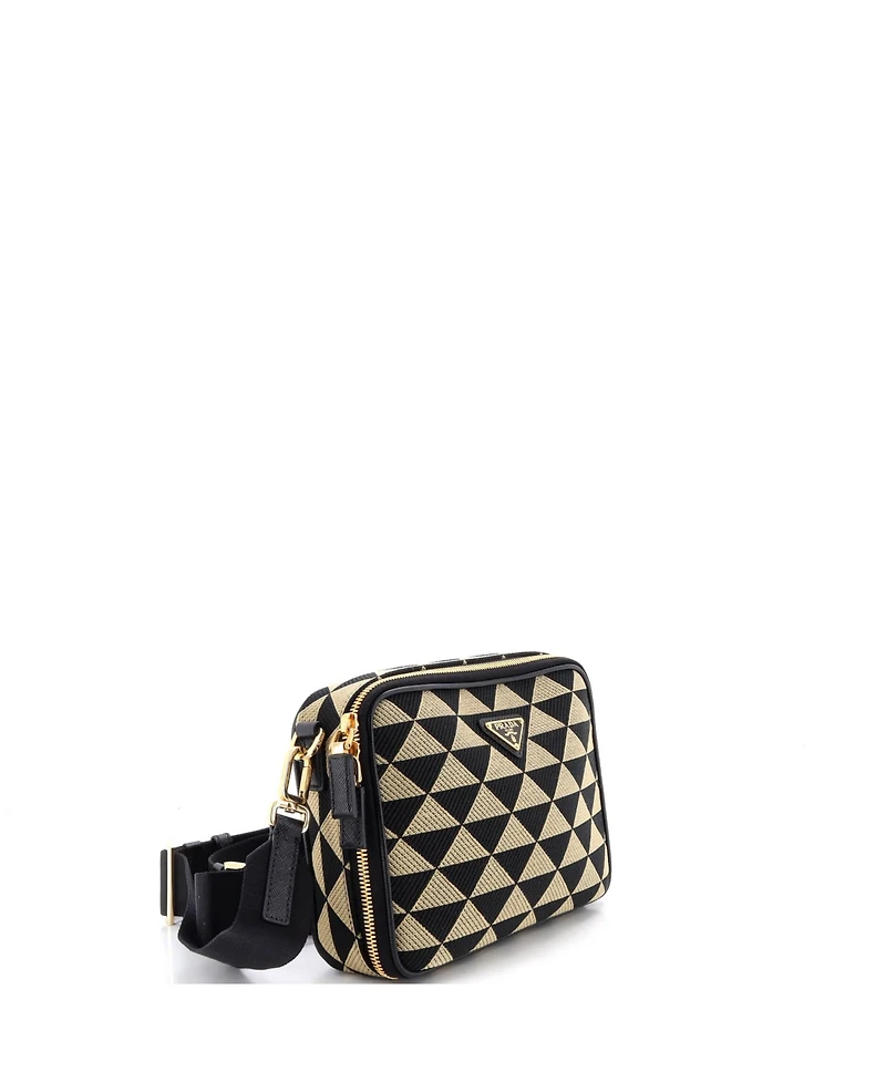 Pre-Owned Prada Symbole Zip Around Shoulder Bag Jacquard