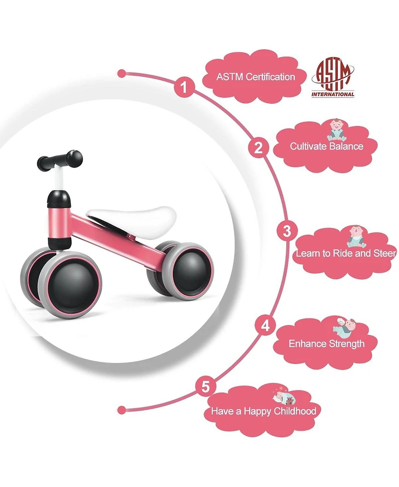 Hongge Baby Balance Bike for 2 Years Old Boys/Girls No Pedal 4 Wheels