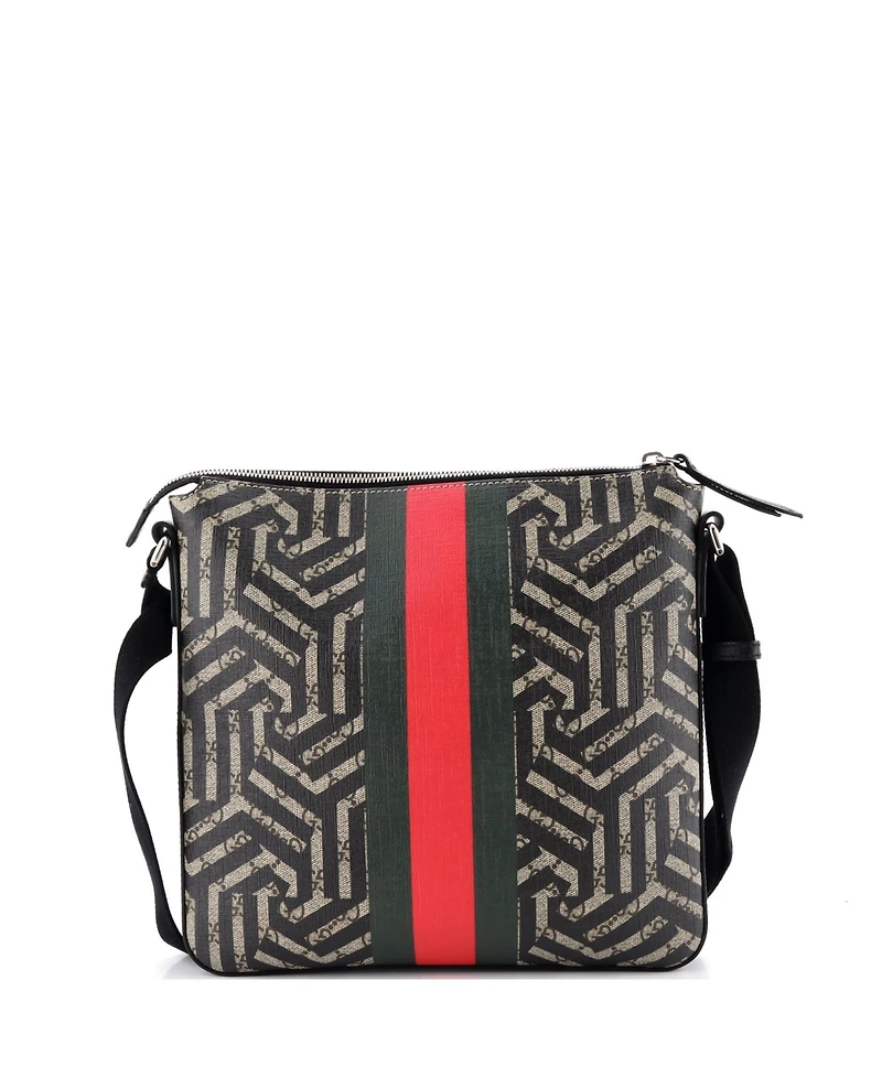 Pre-Owned Gucci Medium Front Zip Messenger Caleido Gg Coated Canvas