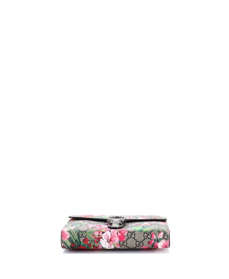 Pre-Owned Gucci Small Dionysus Chain Wallet Blooms Print Gg Coated Canvas