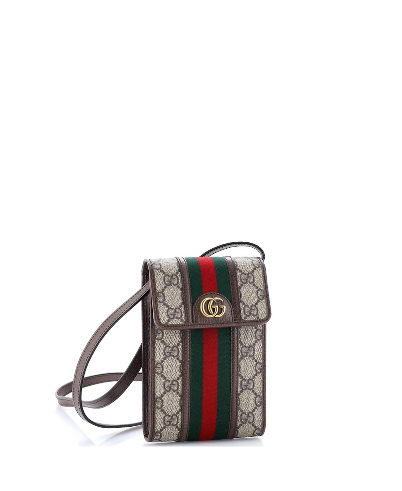 Pre-Owned Gucci Mini Ophidia Vertical Flap Crossbody Bag Gg Coated Canvas